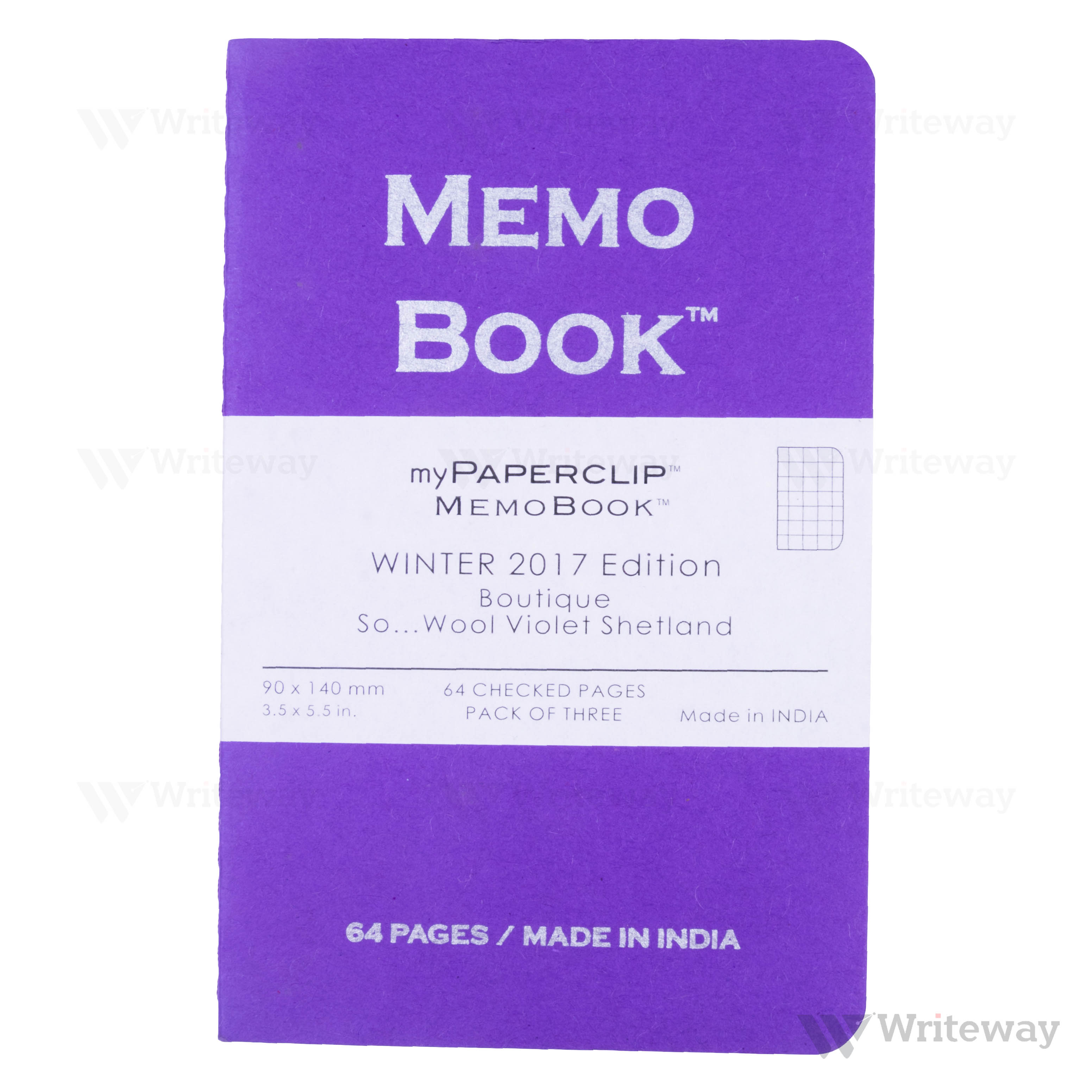 MY PAPERCLIP MEMO BOOK 64 RULED PAGES (PACK OF 3) PURPLE